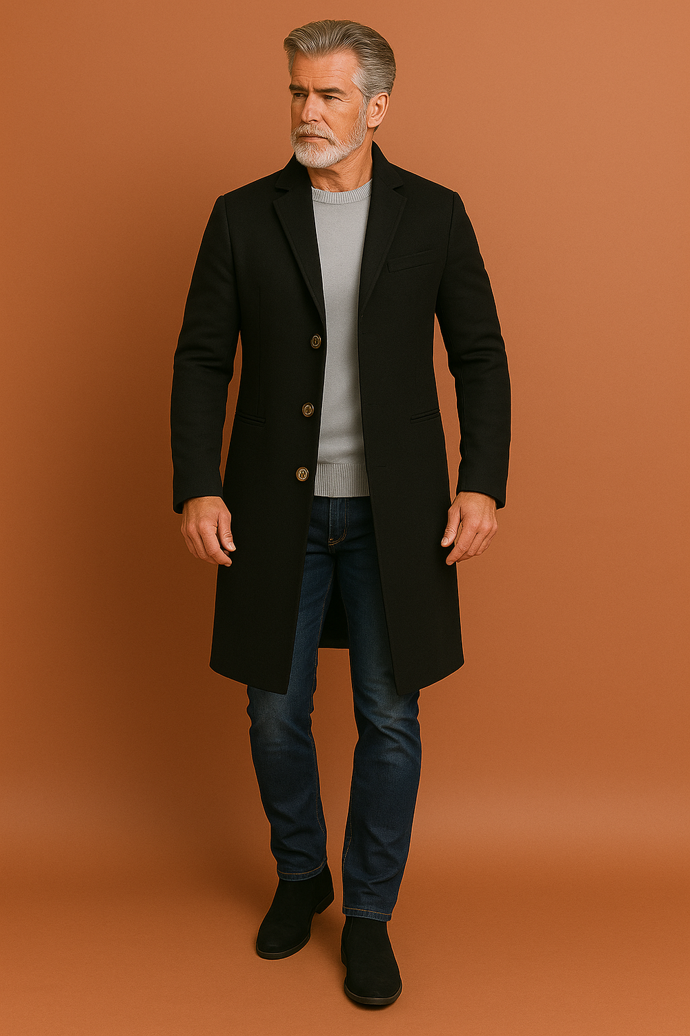 Comfortabele heren trenchcoat, ideaal als zakelijke of casual chic jas. Perfecte herfst- en wintermode.