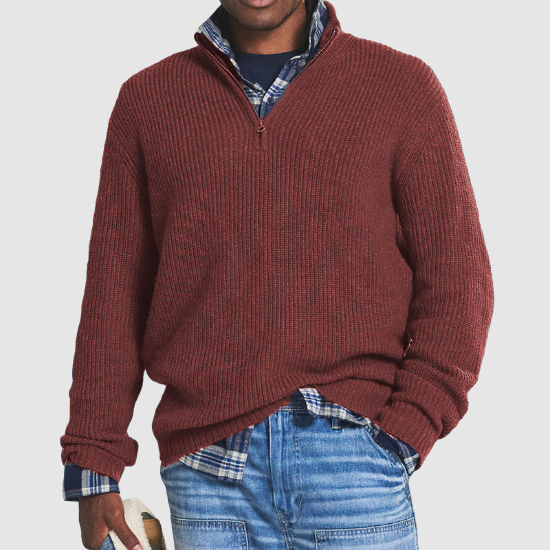 Luxe herenpullover met ritssluiting, elegant en comfortabel. Ideaal voor een zakelijk-casual look in herenmode.