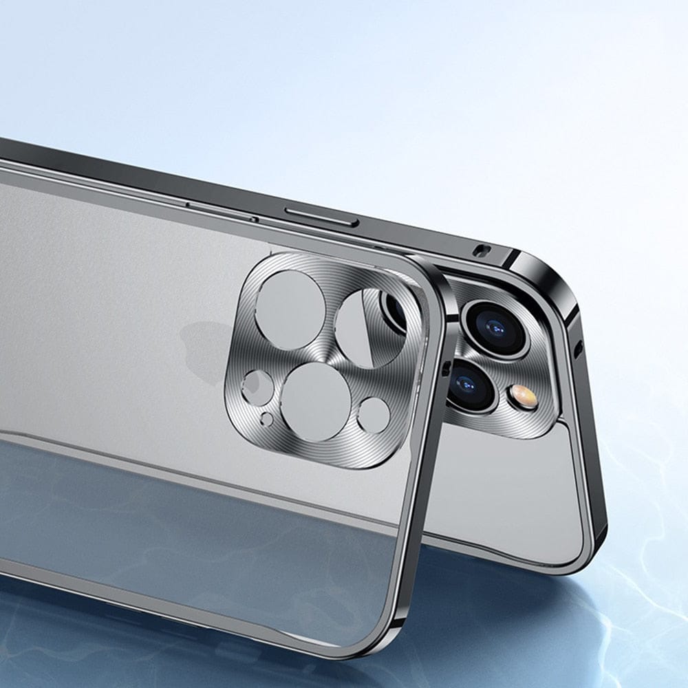 Blauwe metalen iPhone hoes van aluminium, krasbestendig en biedt bumper bescherming voor je smartphone.