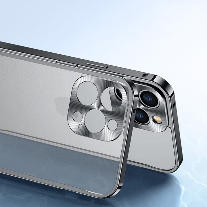 Blauwe metalen iPhone hoes van aluminium, krasbestendig en biedt bumper bescherming voor je smartphone.