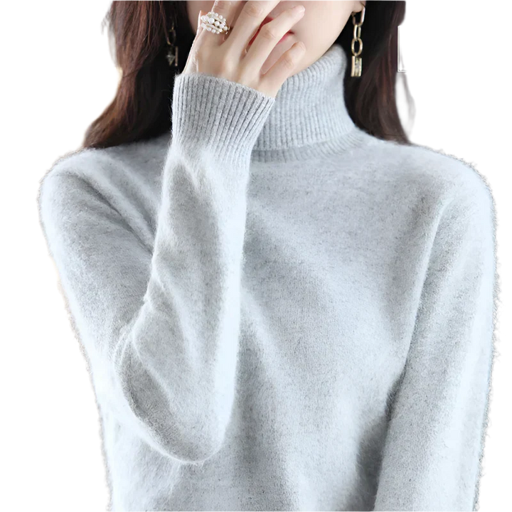 "Luxe kasjmier coltrui voor dames, elegant ontwerp, 100% kasjmier, avocadogroen, herfst-winter, warm en stijlvol."