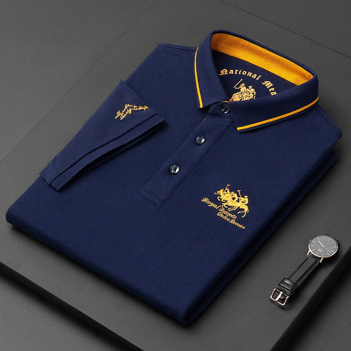 "Luxe katoenen poloshirt voor mannen, korte mouwen, elegante kleuren, klassieke knoopsluiting, tijdloze uitstraling."