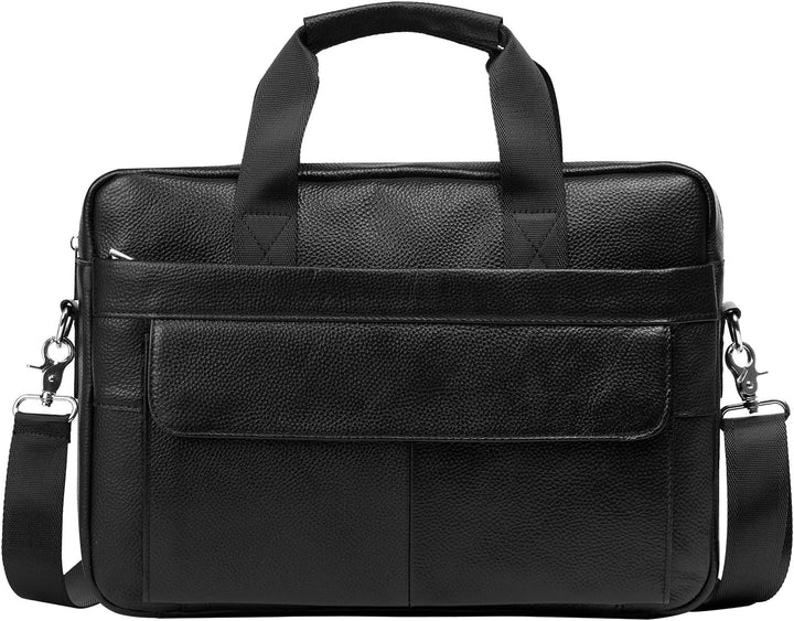 Zakelijke leren aktetas met slimme organizer en 15-inch laptopvak. Perfect voor georganiseerd werken.