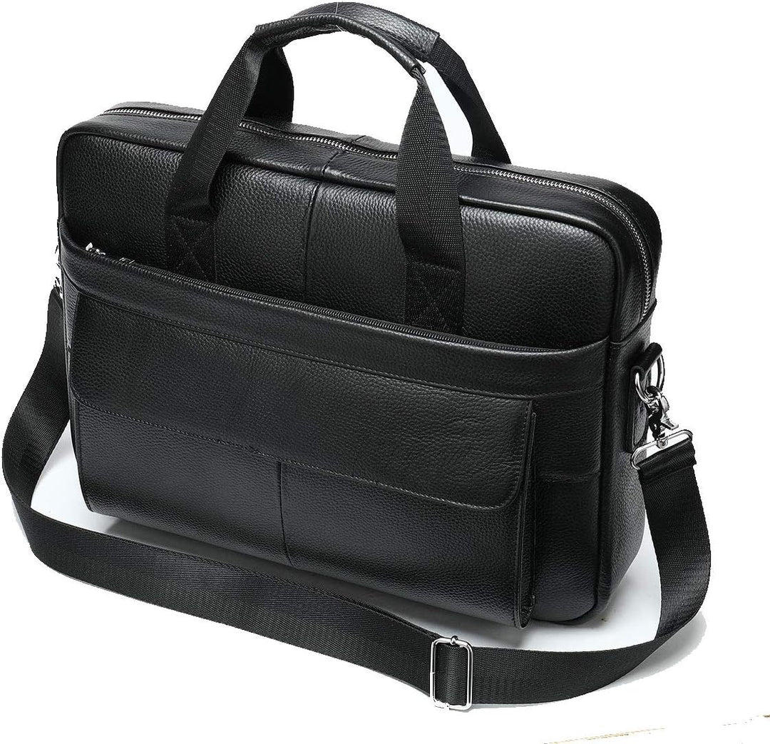 Klassieke leren reistas/aktetas 15 inch met afneembare schouderriem. Luxe en functioneel voor werk.