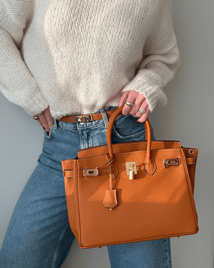 "Luxe leren handtas, elegante vrouwen tas van hoogwaardig leer met ruime interieurs en chique uitstraling, veelzijdig ontwerp