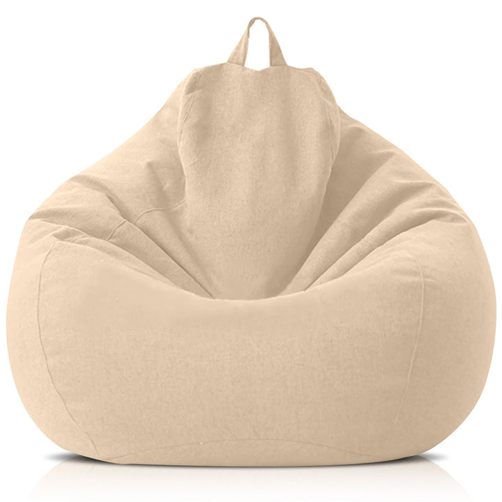 "Luxe linnen zitzak met vulling, ergonomisch, comfortabel, stijlvolle afwerking, voor woonkamer of slaapkamer inrichting."