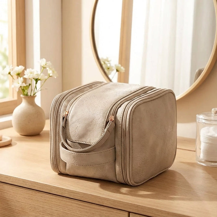 Luxe multifunctionele toilettas voor dames, ideaal als beauty organizer en make-up tas. Waterdicht en chique.