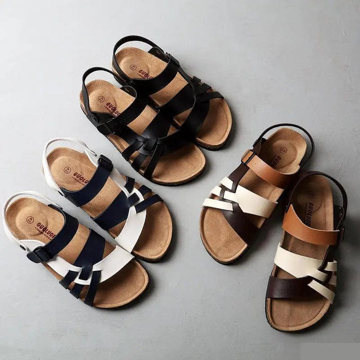 "Luxe orthopedische herensandalen van echt leer met verstelbare klittenbandsluiting en antislipzool, stijlvolle look."