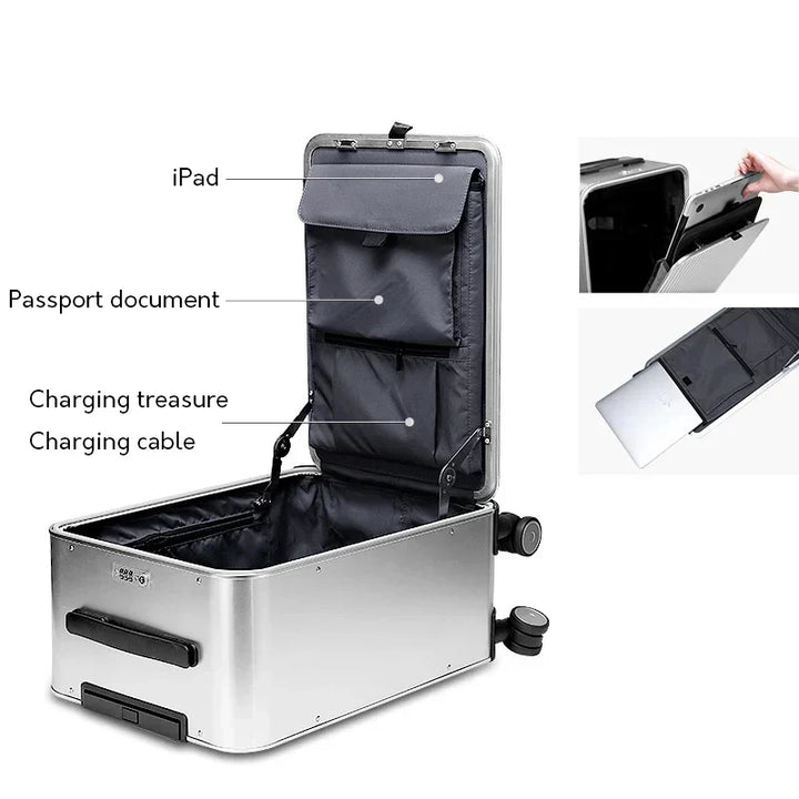 Duurzame aluminium Valparaíso reiskoffer, robuuste hardshell bagage met spinnerwielen voor lange reizen.