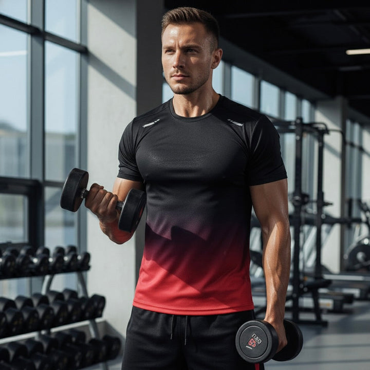 Stijlvolle heren sportoutfit: joggingpak in moderne kleur. Voor mannen die sporten en er goed uitzien.