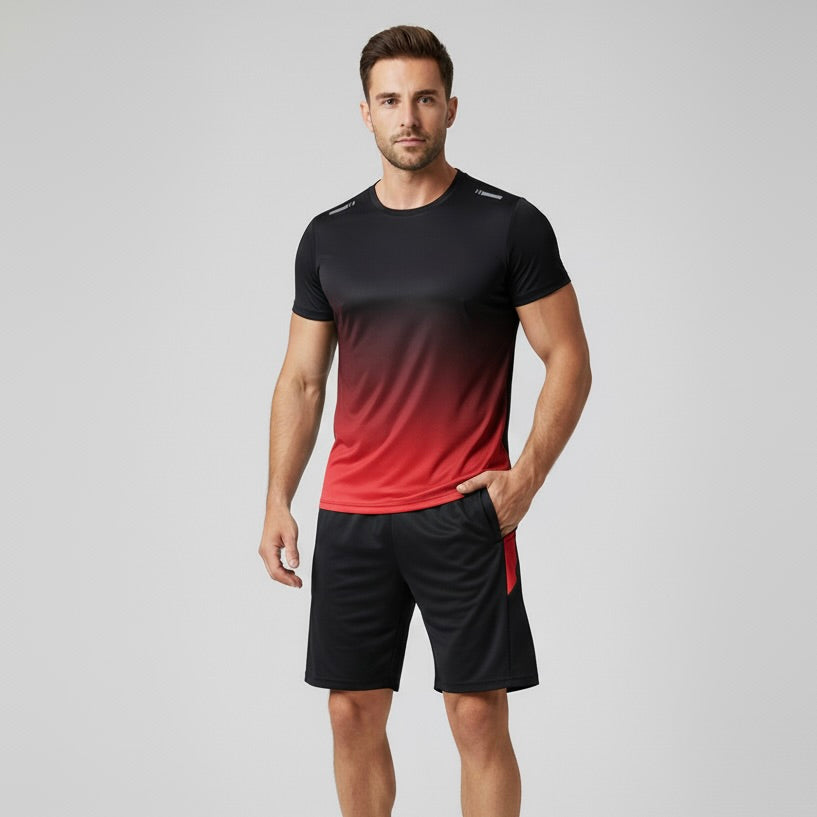 Veelzijdige heren sportset voor fitness, hardlopen of ontspanning. Elastisch en comfortabel voor mannen sport.