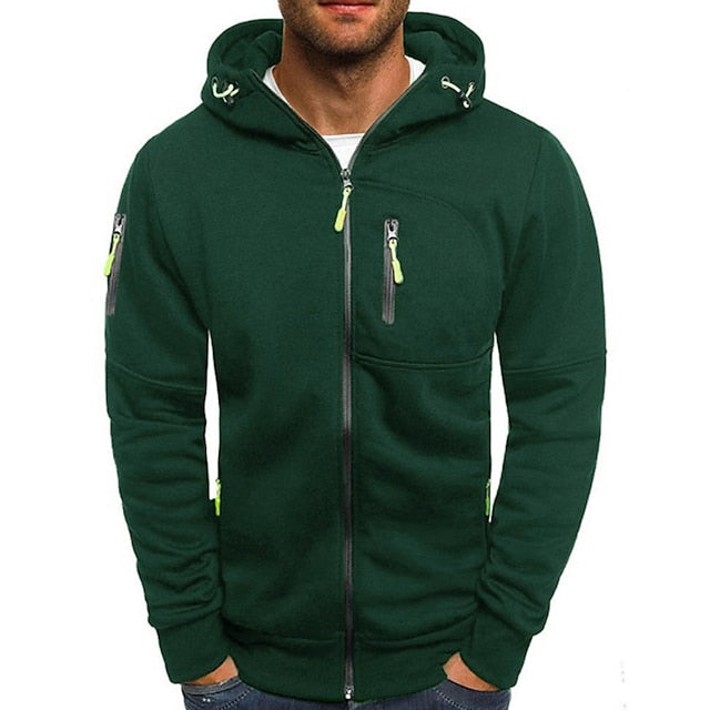 "Mannen hoodie met capuchon, zachte stof, moderne stijl, grijs, casual en outdoor, comfortabel met kangoeroezak"