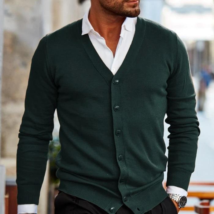 Stijlvol herenvest met praktische zakken en klassieke kraag, een veelzijdige cardigan voor casual mode.