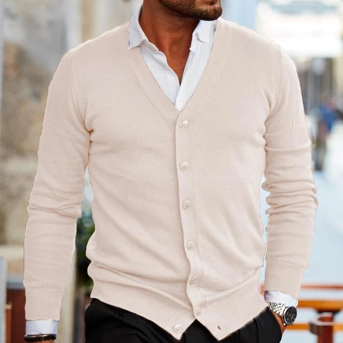 Elegant heren cardigan, klassiek model geschikt voor zowel zakelijke als casual gelegenheden, comfortabele pasvorm.