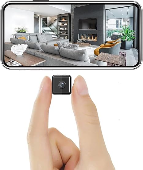 "Mini draadloze WiFi beveiligingscamera 1080P, compacte technologie met HD-video's, geschikt voor binnen en buiten gebruik."