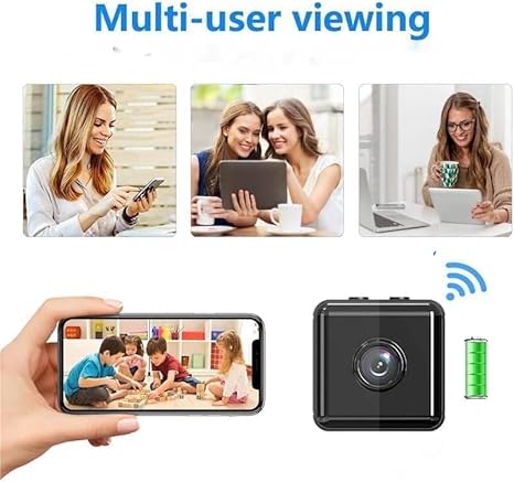 "Mini draadloze WiFi beveiligingscamera 1080P, compacte technologie met HD-video's, geschikt voor binnen en buiten gebruik."
