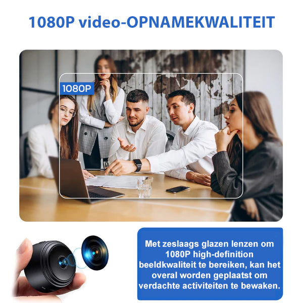 Compacte Minieye mini camera, Full HD. Ideale draadloze beveiligingscamera voor discreet gebruik thuis.