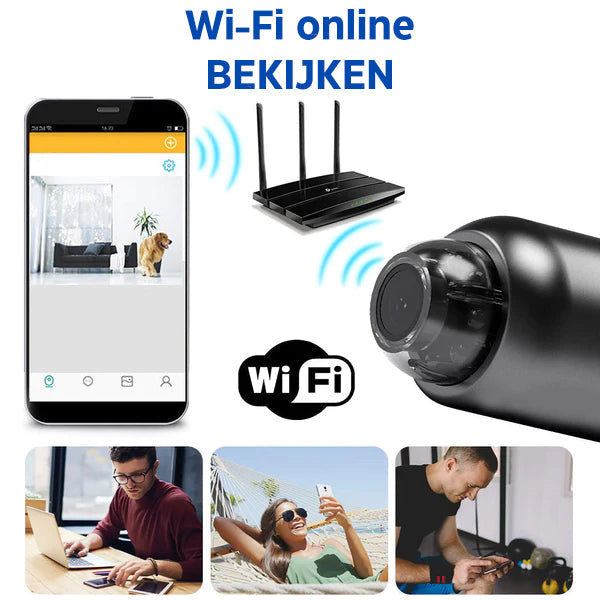 Thuisbeveiliging met Minieye Full HD camera: discreet, draadloos, nachtzicht en bewegingsdetectie.