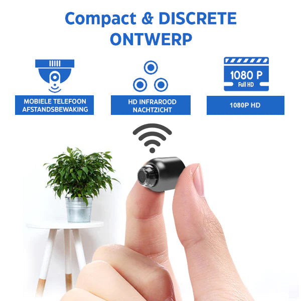 Minieye Full HD beveiligingscamera. Draadloos, discreet, nachtzicht en bewegingsdetectie voor uw huis.