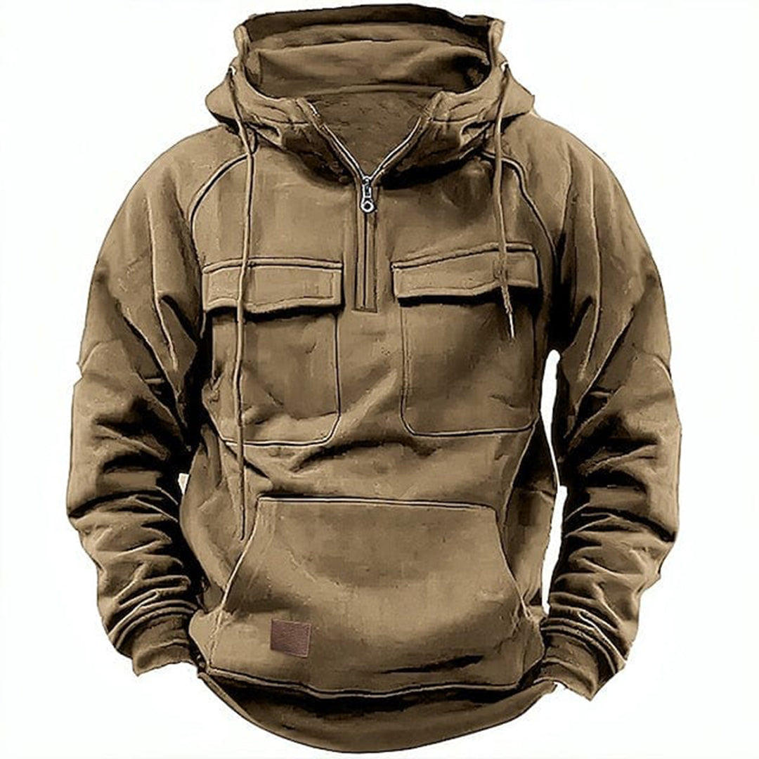Heren hoodie met capuchon, tactische trui voor mannen. Warm en comfortabel, perfect als wintermode voor buiten.