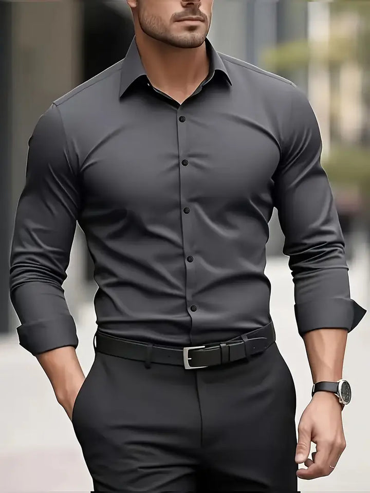 Casual & formeel heren overhemd, lange mouwen. Ademend, strijkvrij en in een moderne, slanke pasvorm.