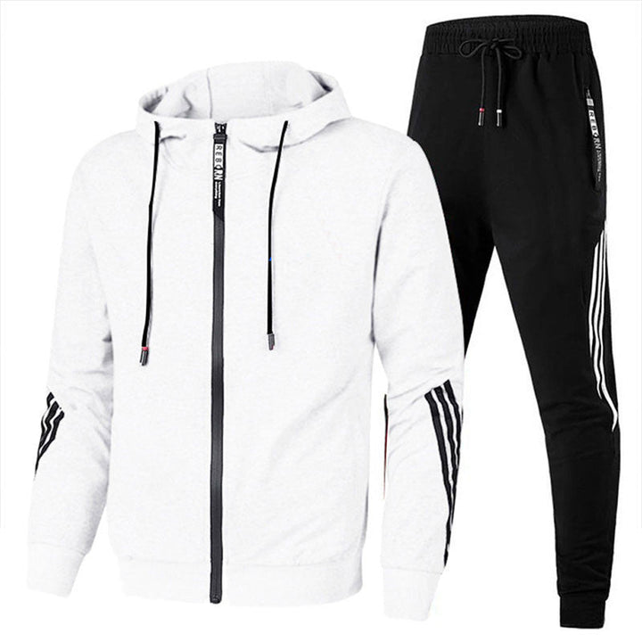 Veelzijdig heren trainingspak: stijlvolle hoodie en joggingbroek perfect voor sportieve of casual outfits.
