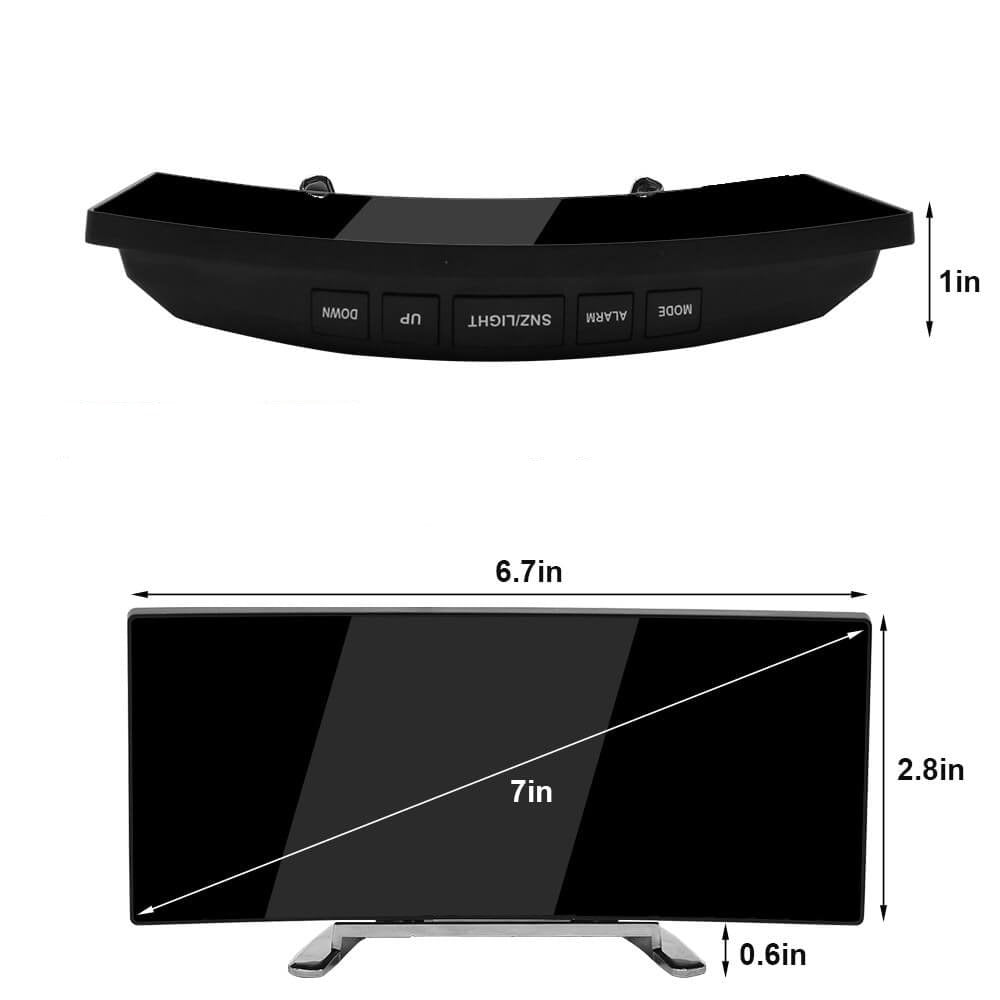 Moderne gebogen LED wekker met helder display voor optimale zichtbaarheid in slaapkamer of werkplek