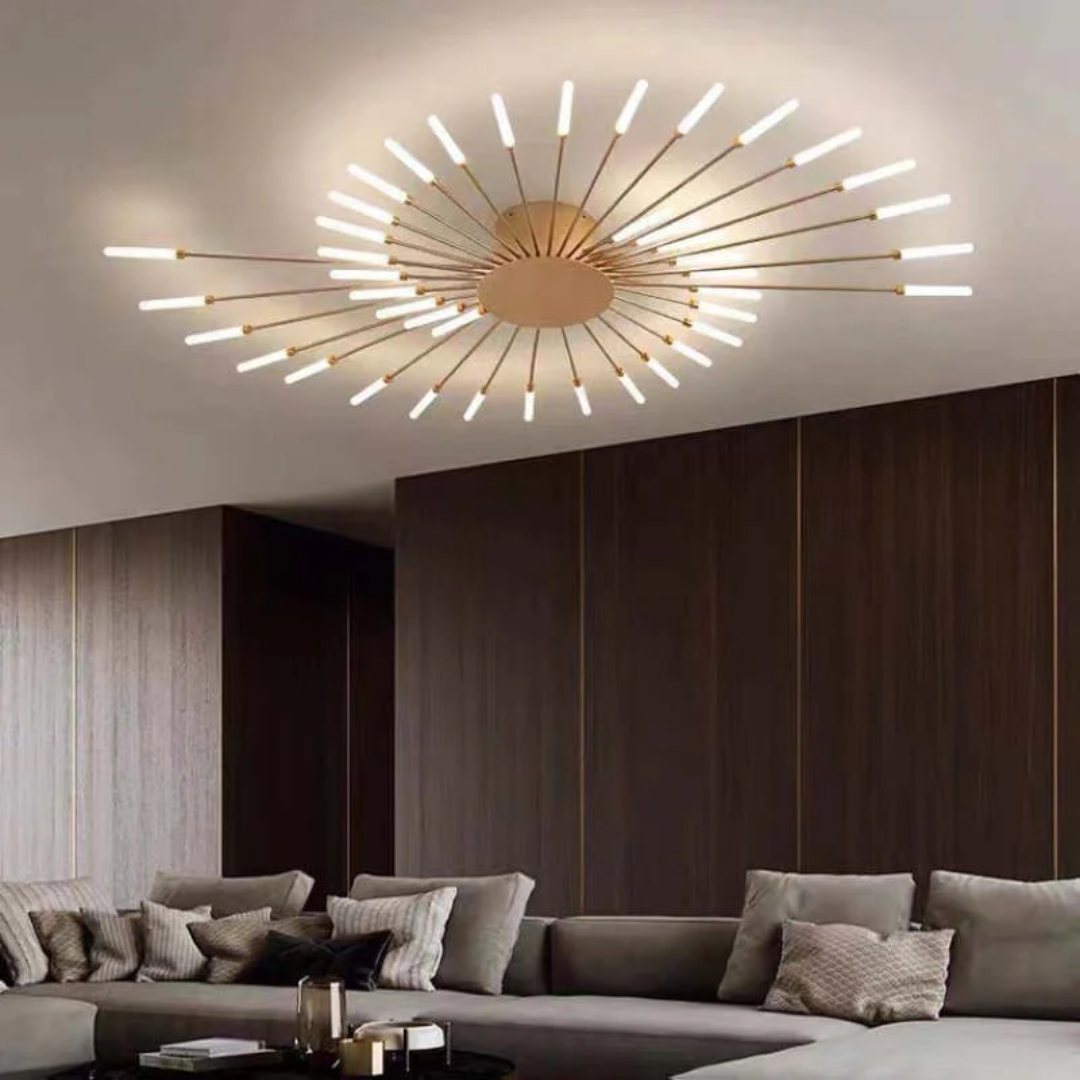 "Moderne grote LED plafondlamp, energiezuinig met slank ontwerp, metaal en acryl, geschikt voor diverse interieurstijlen."