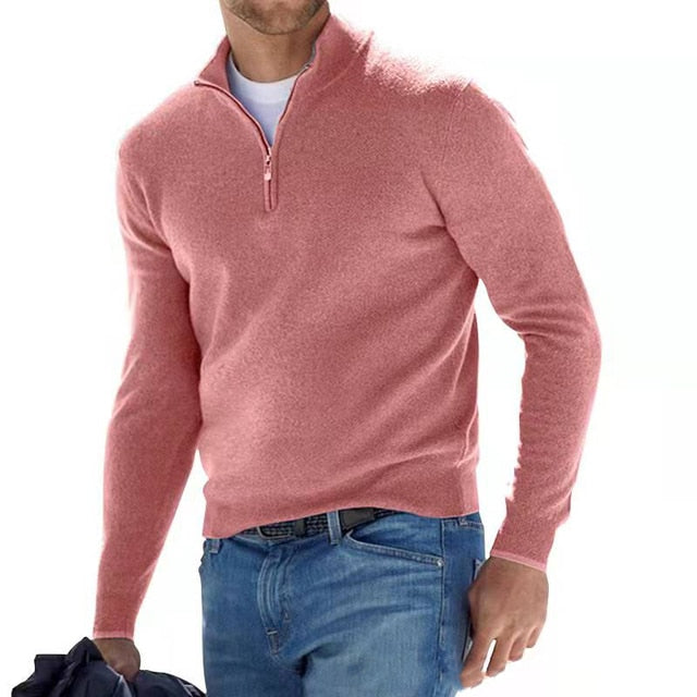 "Moderne half zip up trui voor mannen, zachte materialen, perfect voor herfst/winter. Stijlvol detail met halfrits."