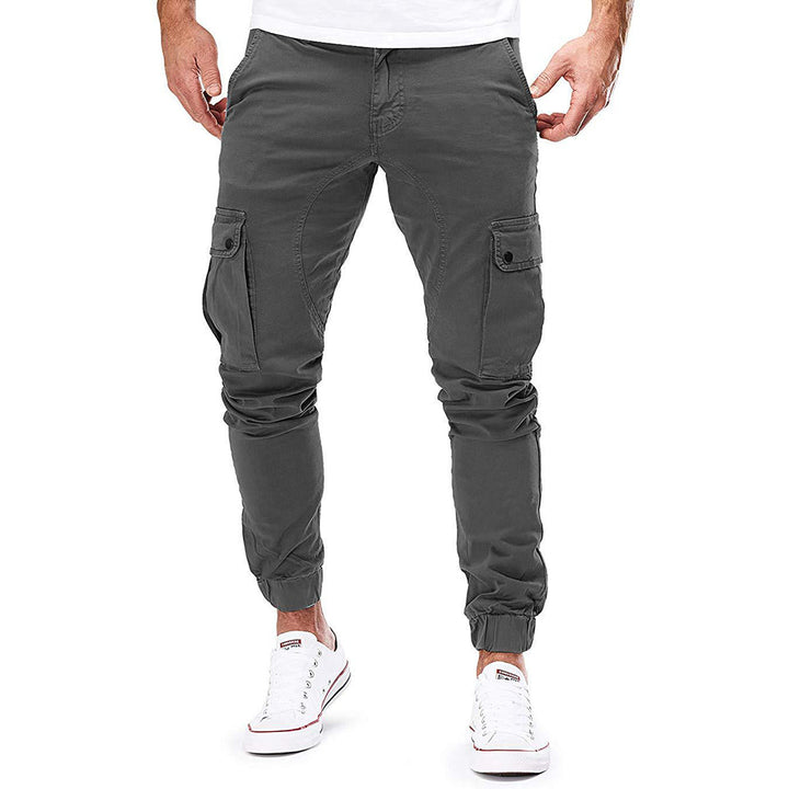 "Moderne heren cargo broek met elastische taille, praktische zakken en ademend materiaal voor stijl en comfort."