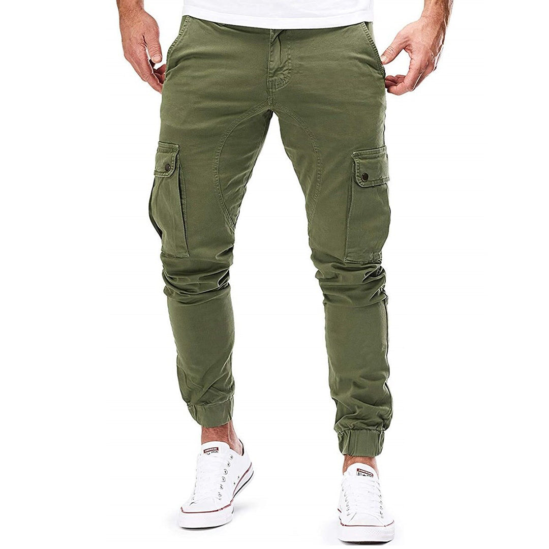 "Moderne heren cargo broek met elastische taille, praktische zakken en ademend materiaal voor stijl en comfort."
