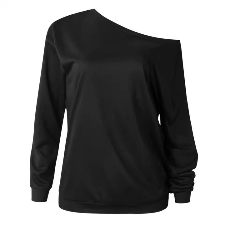 Elegante asymmetrische damestrui met lange mouw, biedt zowel stijl als comfort. Ideaal voor koude dagen.