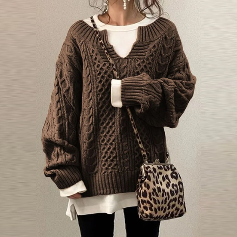 Elegante gebreide damestrui voor vrouwen, veelzijdig en warm. Perfecte comfortabele damesmode met lange mouwen.