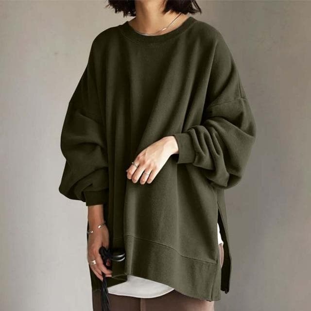 Moderne oversized damestrui Sylvette, lang en comfortabel. Stijlvolle casual trui, perfect voor herfst/winter mode.