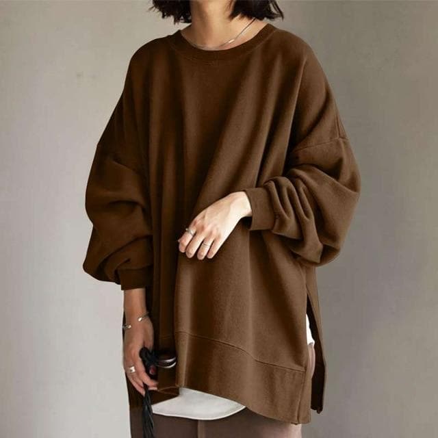 Damestrui Sylvette: lange, comfortabele oversized trui. Modieuze wintertrui met modern silhouet voor stijlvolle dames.
