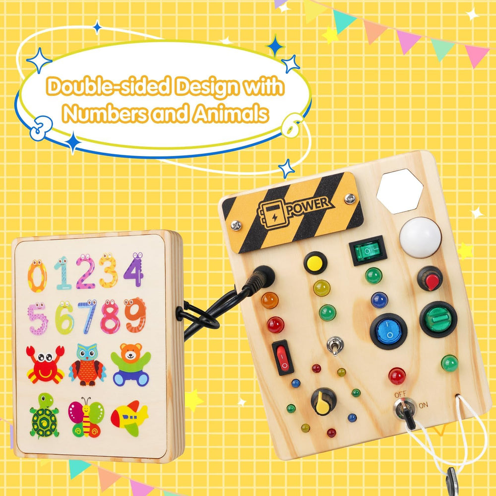 Educatief interactief prikbord met LED lichtjes, ideaal Montessori speelgoed voor peuters 1-6 jaar.