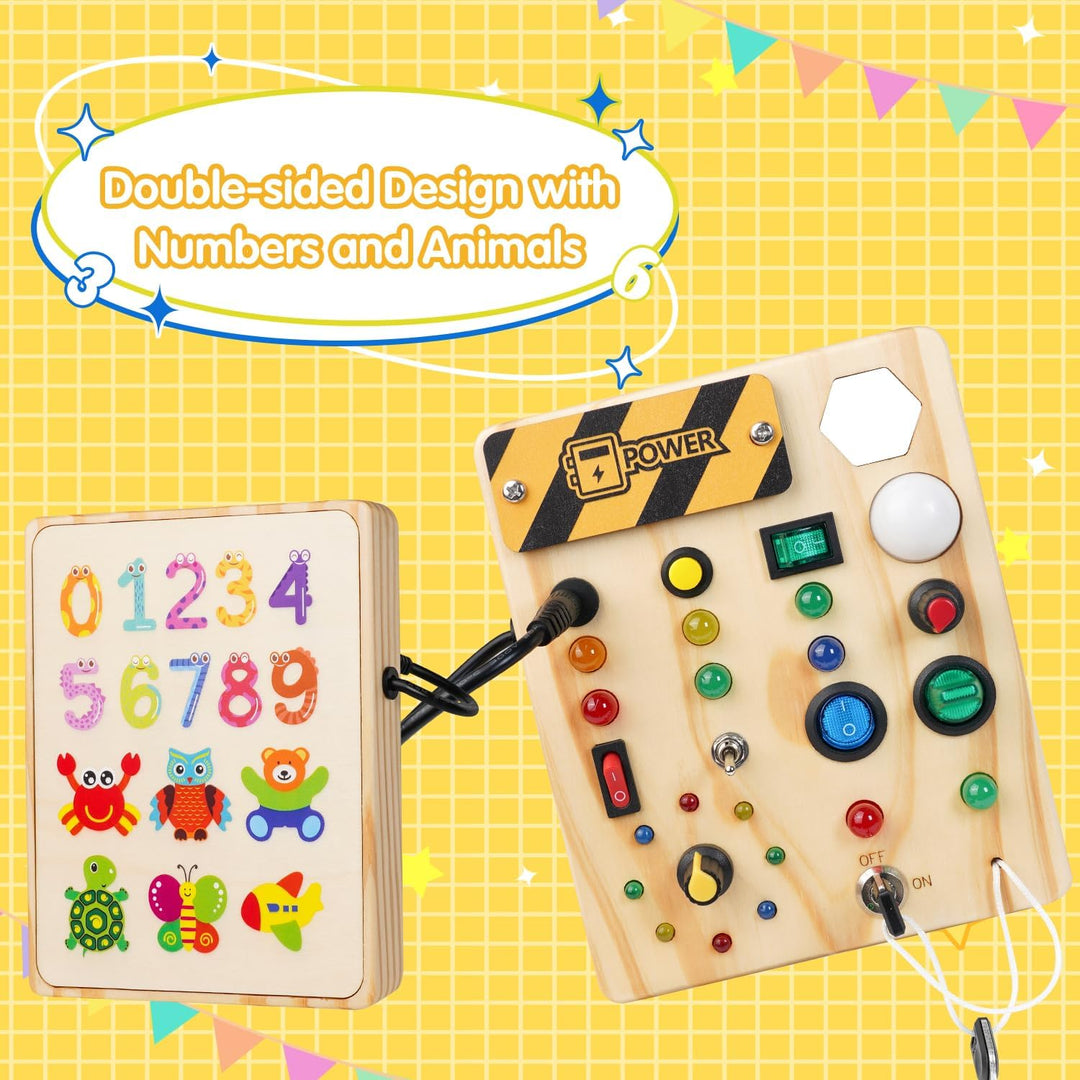 Educatief interactief prikbord met LED lichtjes, ideaal Montessori speelgoed voor peuters 1-6 jaar.