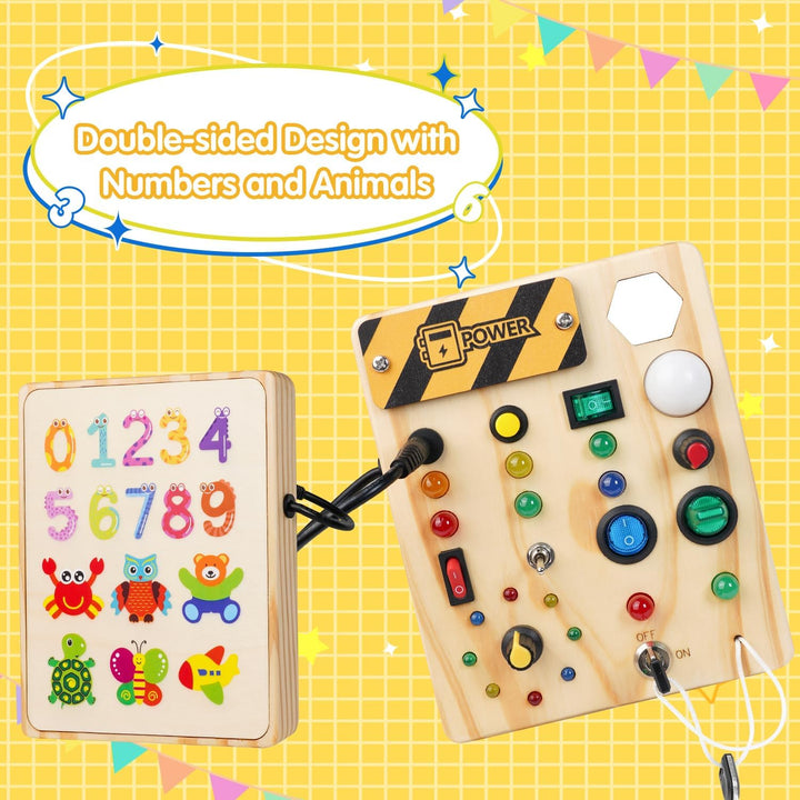 Educatief interactief prikbord met LED lichtjes, ideaal Montessori speelgoed voor peuters 1-6 jaar.