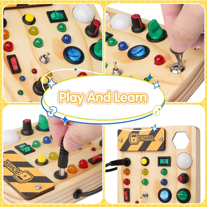 Peuter speelgoed: Educatief Montessori prikbord met LED lichtjes, bevordert motoriek en leren bij kinderen.