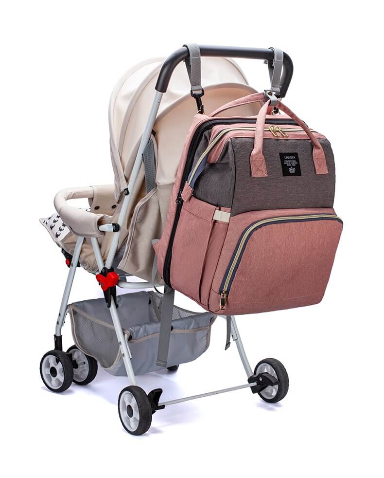 Opvouwbare babybed luiertas voor ouders, handig als reisrugzak met veel opbergruimte.