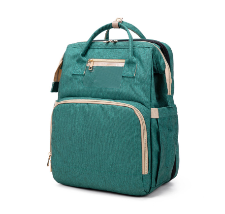 Multifunctionele luiertas rugzak met opvouwbaar wiegje voor baby's, ideaal voor onderweg en reizen.