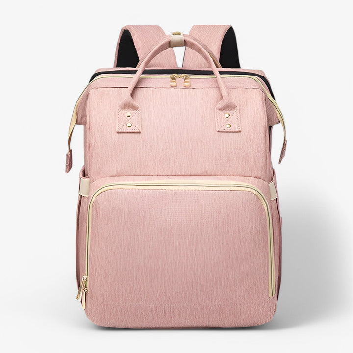 Stijlvolle multifunctionele verzorgingstas Noëlle met handig babybedje, perfect voor moderne ouders.
