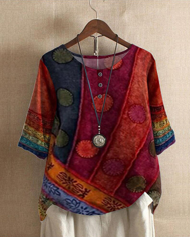 Myla Blouse Dames - Retro Bohème Print - Stijlvol en elegant ontwerp voor elke vrouw