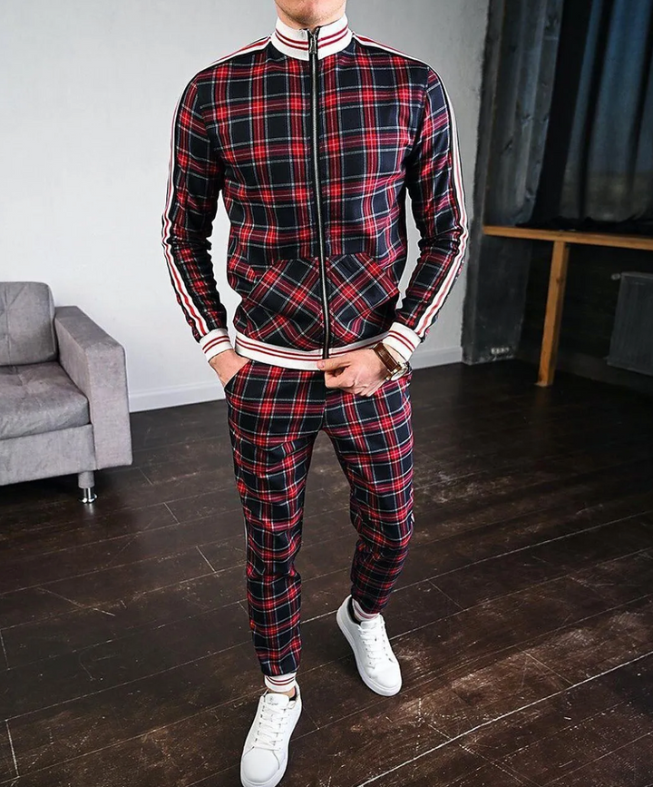 Comfortabele Nael heren casual set met sportieve uitstraling. Perfecte loungewear voor herfst, opstaande kraag.