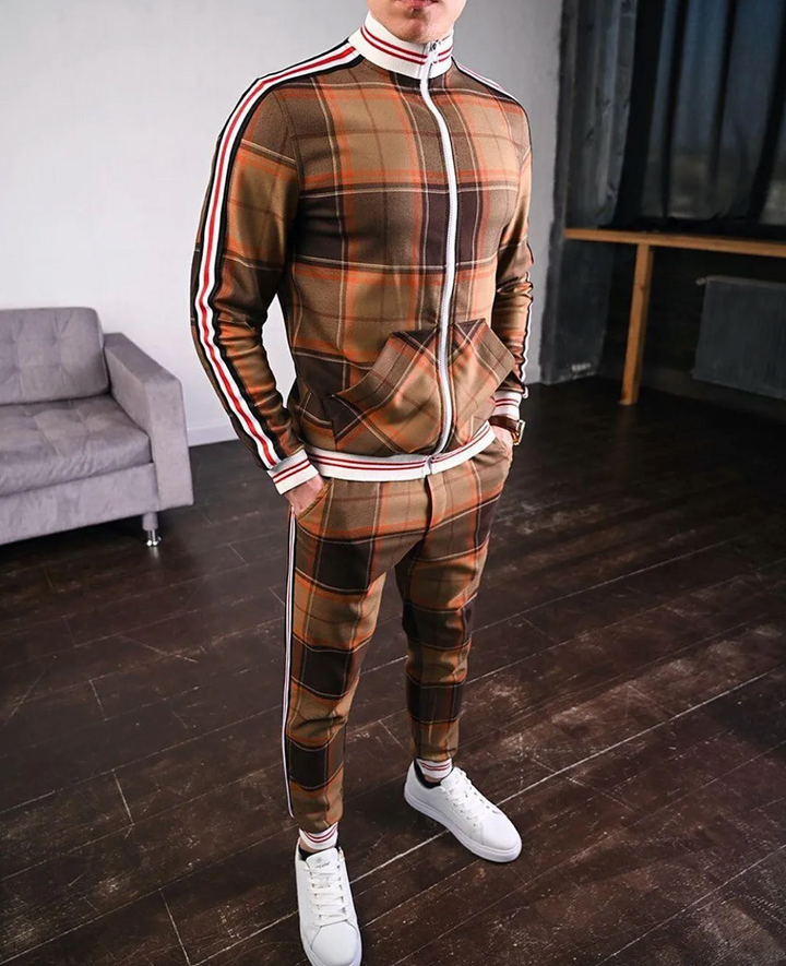 Stijlvolle Nael heren set met opstaande kraag. Casual kleding voor herfst en sportieve activiteiten, veelzijdig.