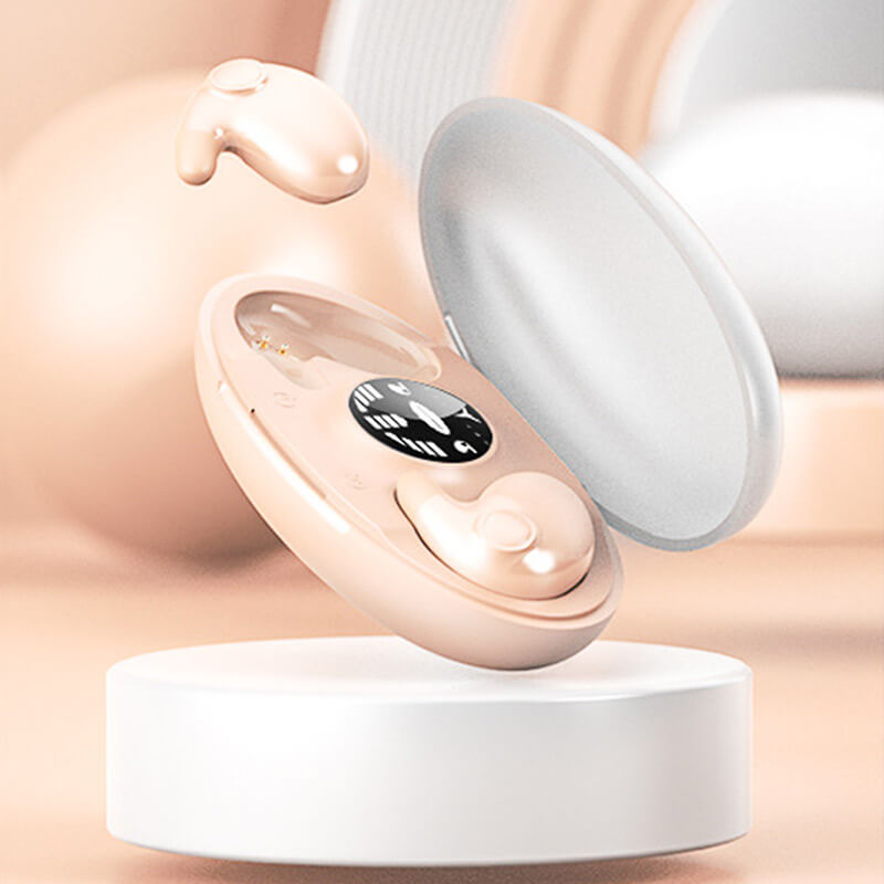 Ergonomische onzichtbare draadloze oordopjes, speciaal ontworpen voor een diepe, rustige slaap.