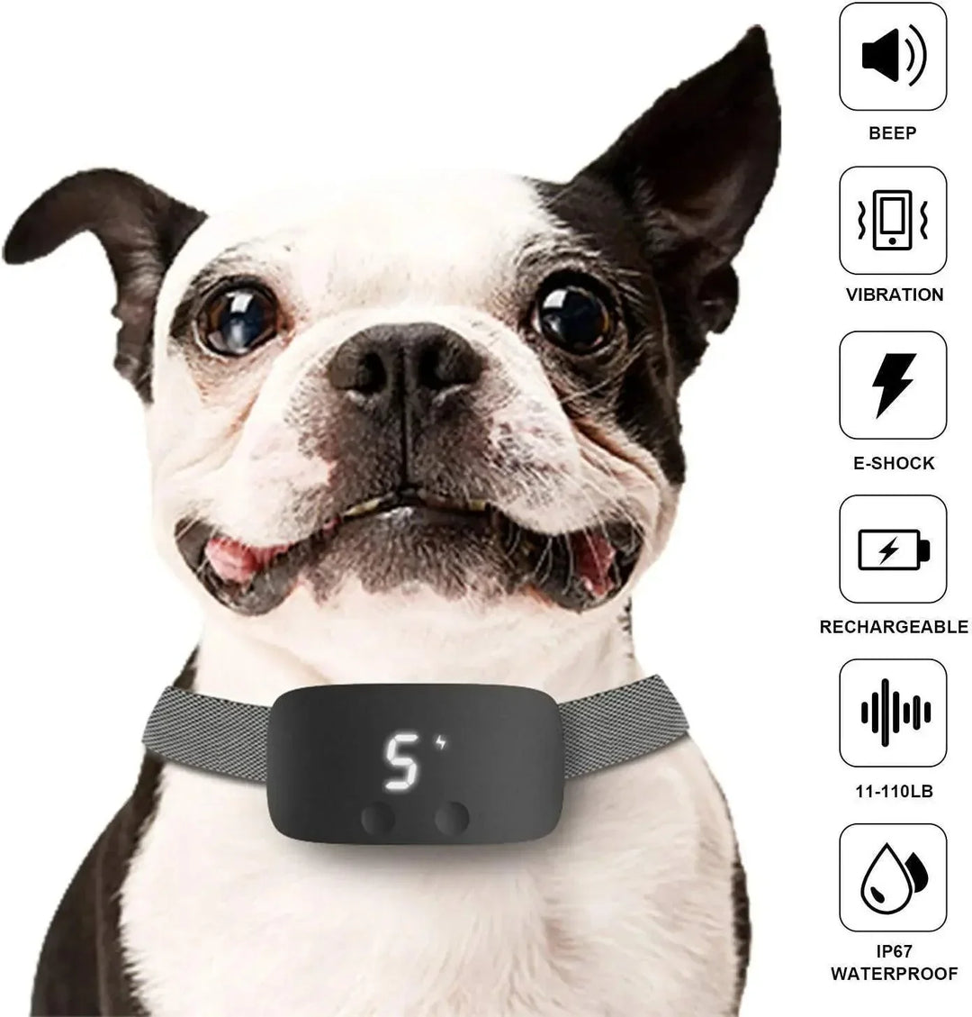 Oplaadbare anti-blaf halsband voor honden, effectieve training en waterdicht ontwerp, voor een rustiger huisdier.
