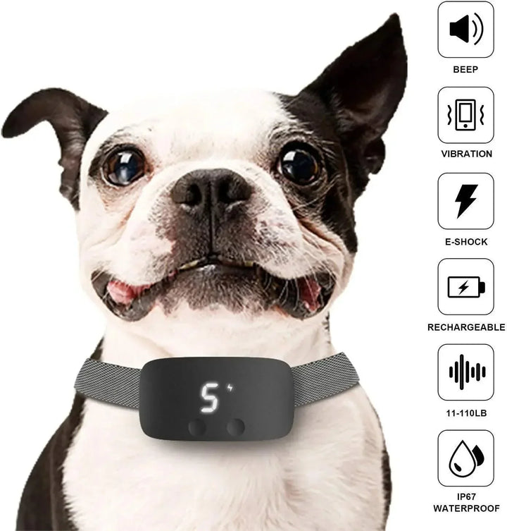 Oplaadbare anti-blaf halsband voor honden, effectieve training en waterdicht ontwerp, voor een rustiger huisdier.