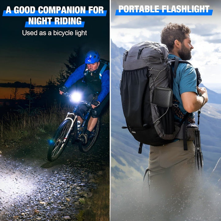 Verlicht je weg met deze oplaadbare LED zaklamp; betrouwbare powerbank voor langdurig outdoor plezier.