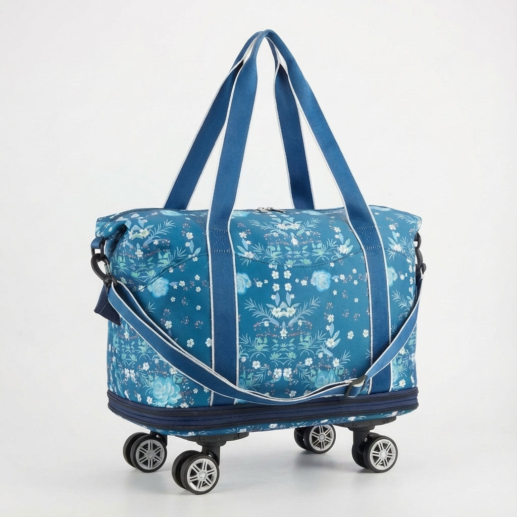 Compact opgevouwen GlideBag reistas, ideaal als extra bagage of weekendtas voor flexibel reizen.